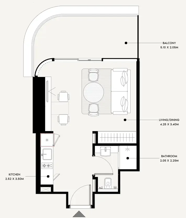 Azizi Milan Studio floor plan, 454 sqft