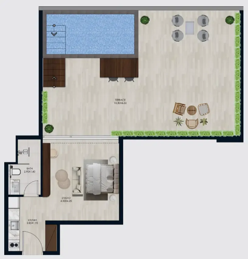 Coral by Vision Studio floor plan, 1,091 sqft