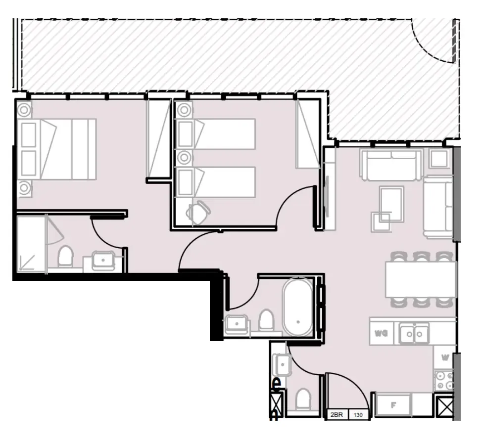 Verdana III 2 bed floor plan, 1,013 sqft