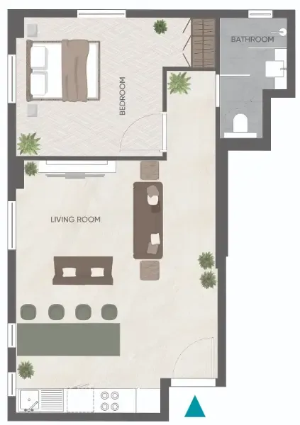 Eden Golf Views 1 1 bed floor plan, 590 sqft