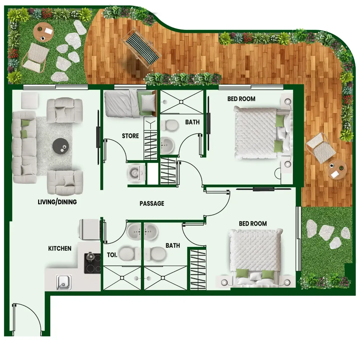Vincitore Wellness Estate 2 bed floor plan, 1,057 sqft
