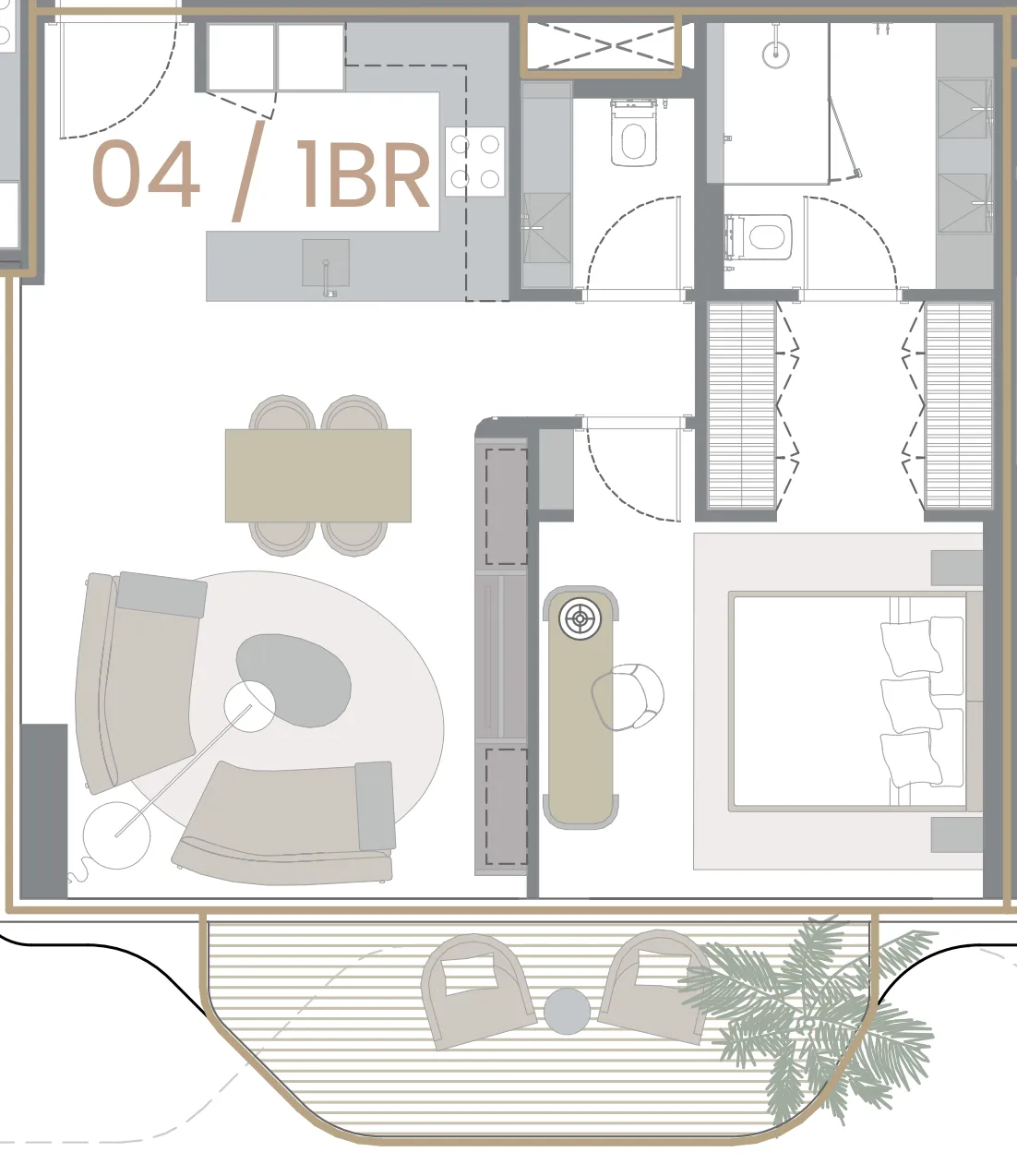 Helvetia Marine by DHG 1 bed floor plan, 830 sqft