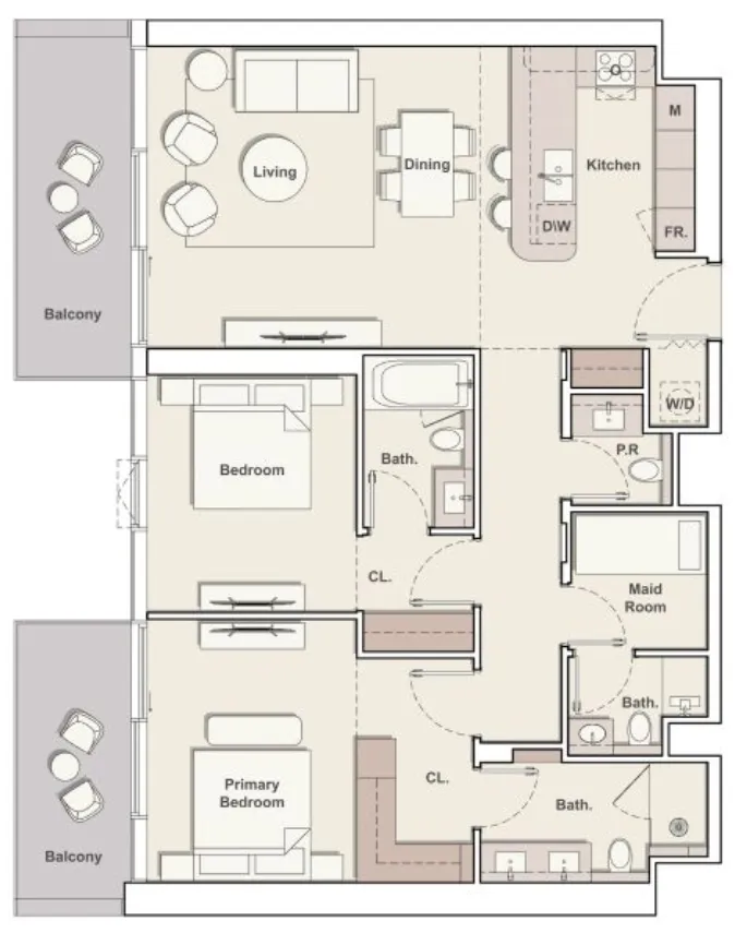 The Meriva Collection 2 bed floor plan, 1,437 – 1,750 sqft