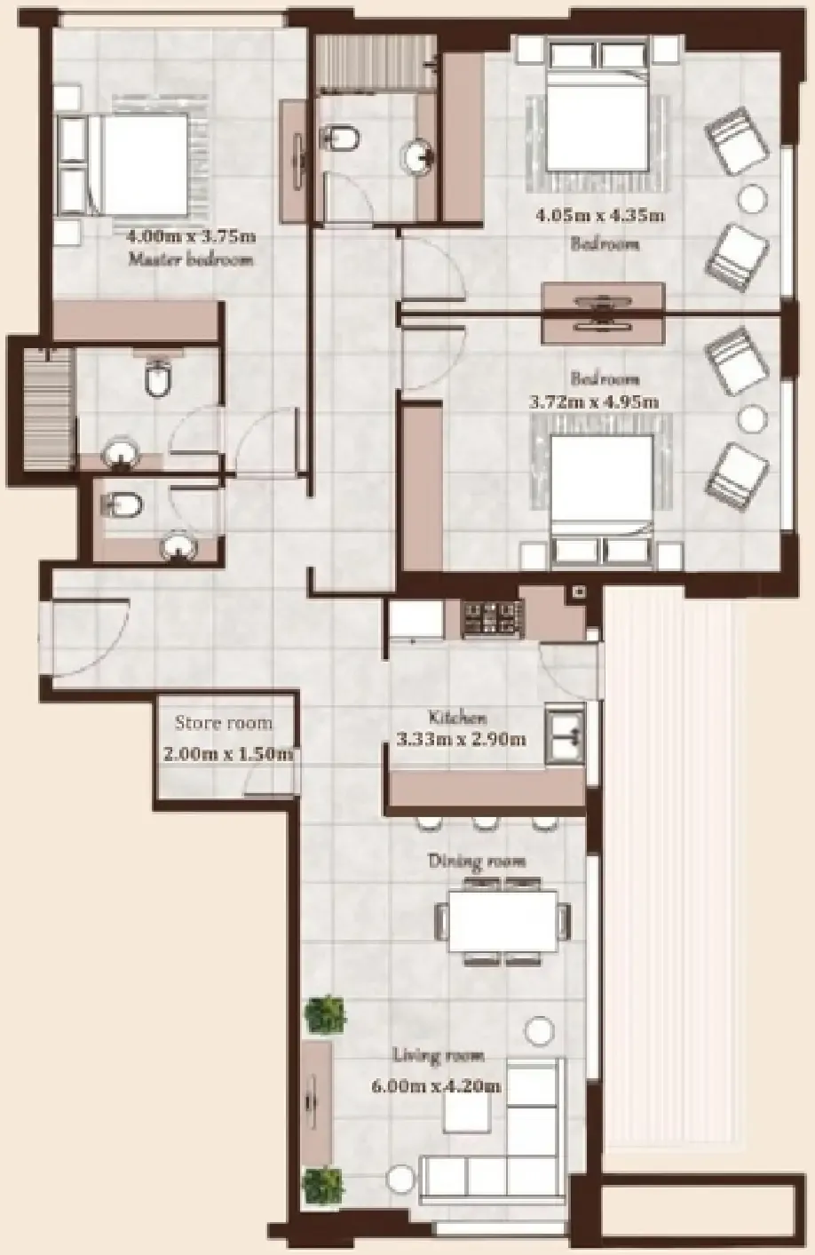 Maison Cannelle Residence 3 bed floor plan, 1,722 sqft