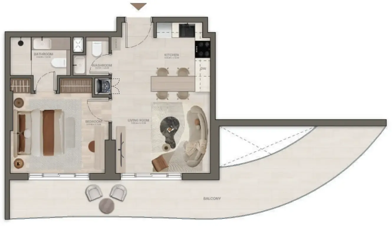 Stax 1 bed floor plan, 802 – 825 sqft