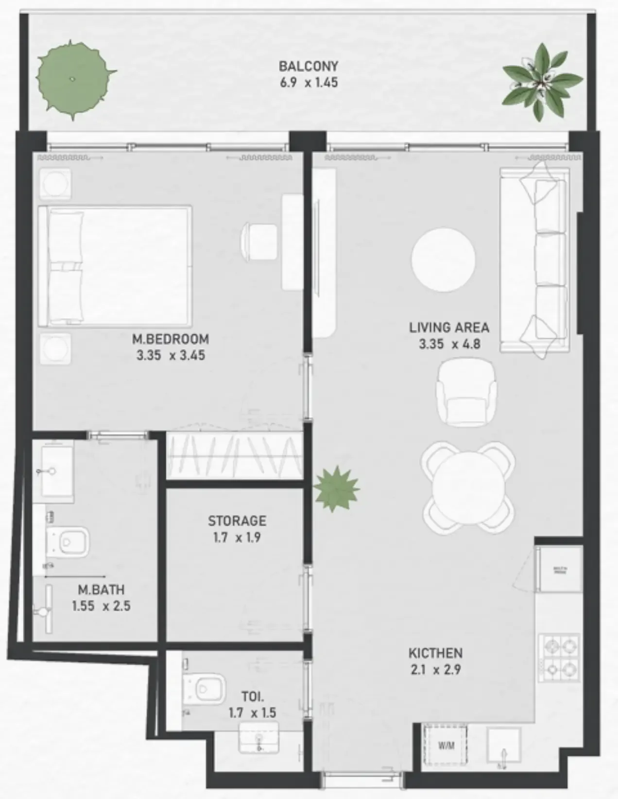Ayami Residence 1 bed floor plan, 682 sqft