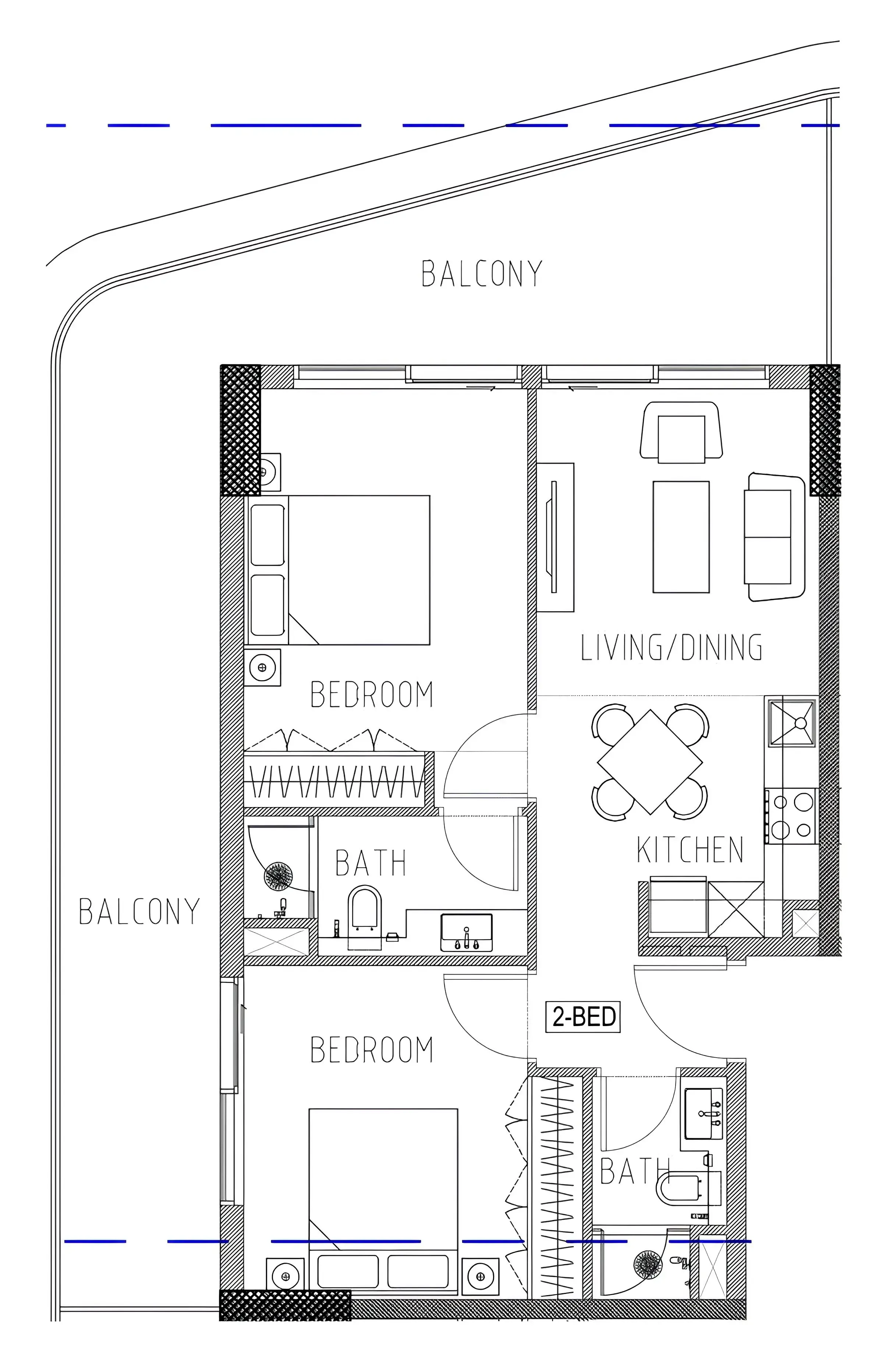 Elo 2 and 3 Damac 2 bed floor plan, 1,021 sqft