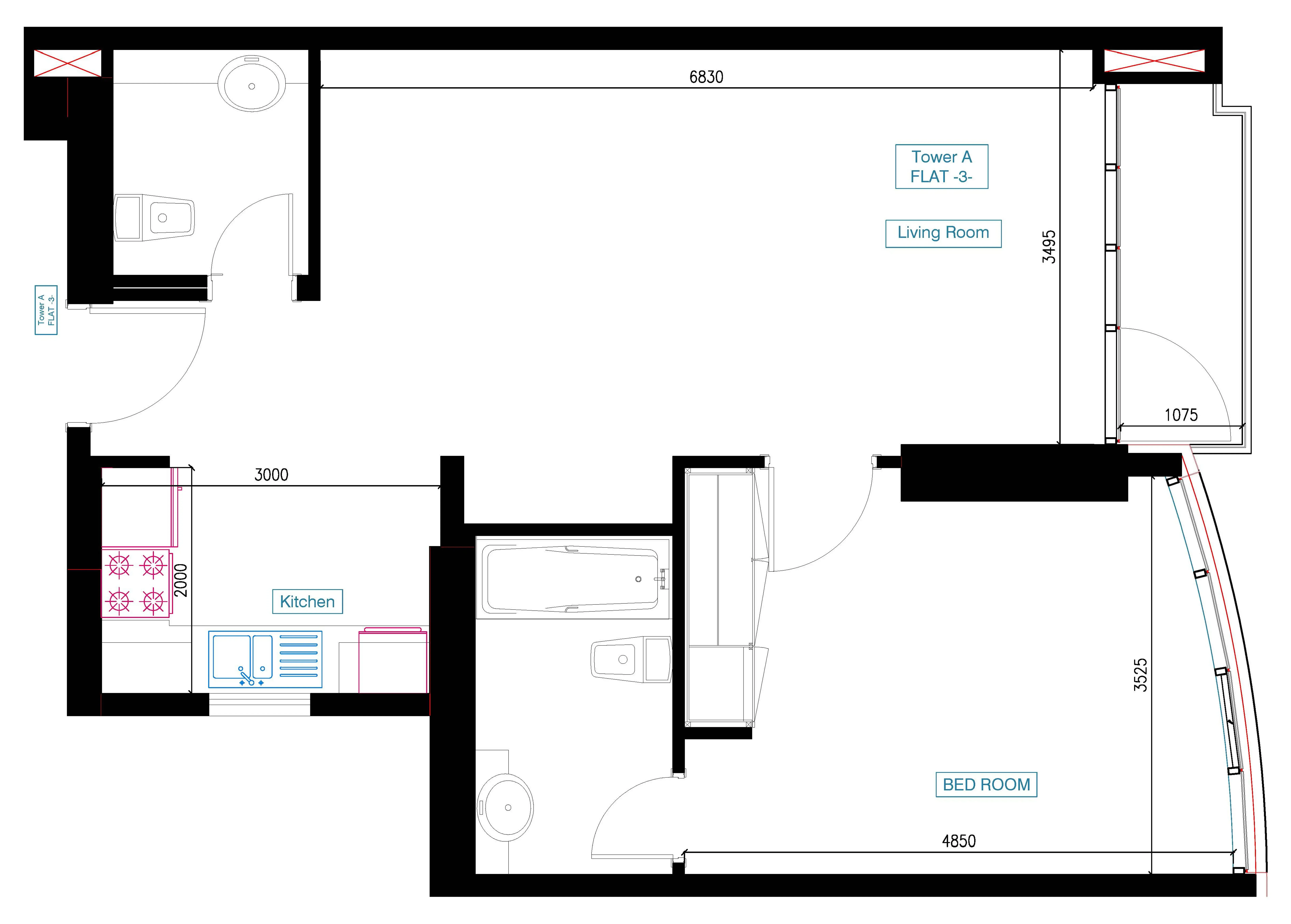 Mars Residences 1 bed floor plan, 781 sqft