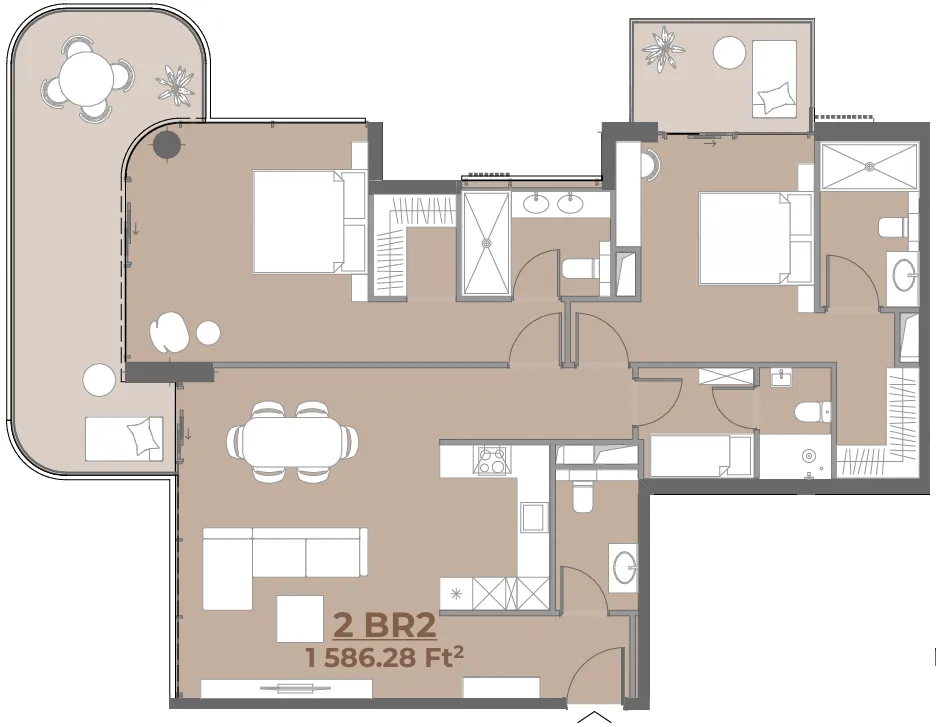 House of WELL 2 bed floor plan, 1,589 sqft