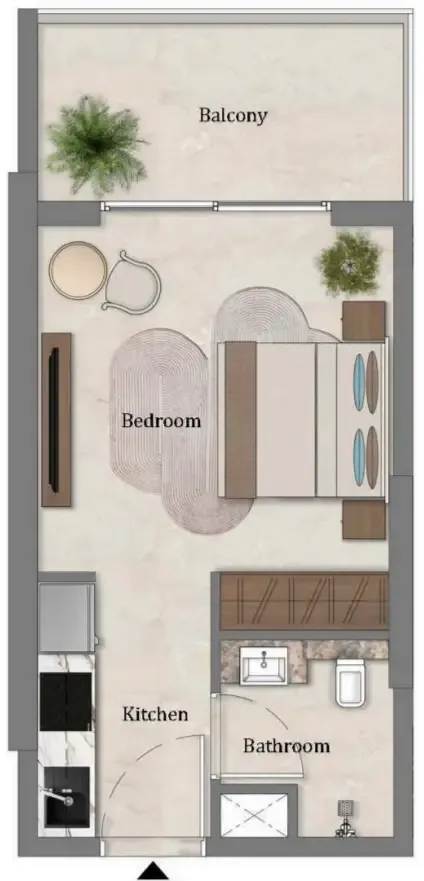Mirari Lagoon by Zoya Studio floor plan, 360 sqft