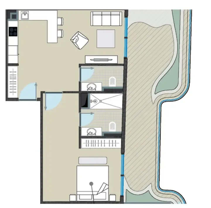 NEXT Coral 1 bed floor plan, 959 sqft