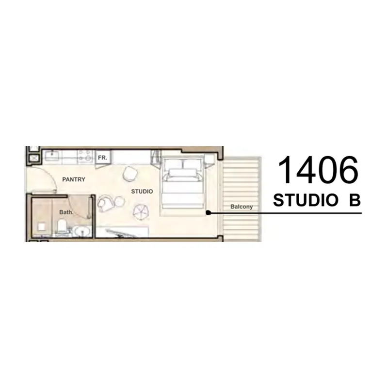 Lume Residences Studio floor plan, 348 sqft