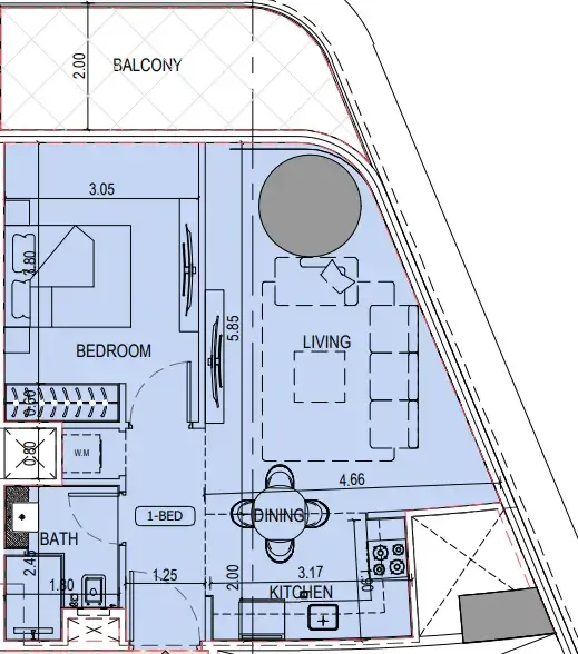 Binghatti Sky Terraces 1 bed floor plan, 683 sqft