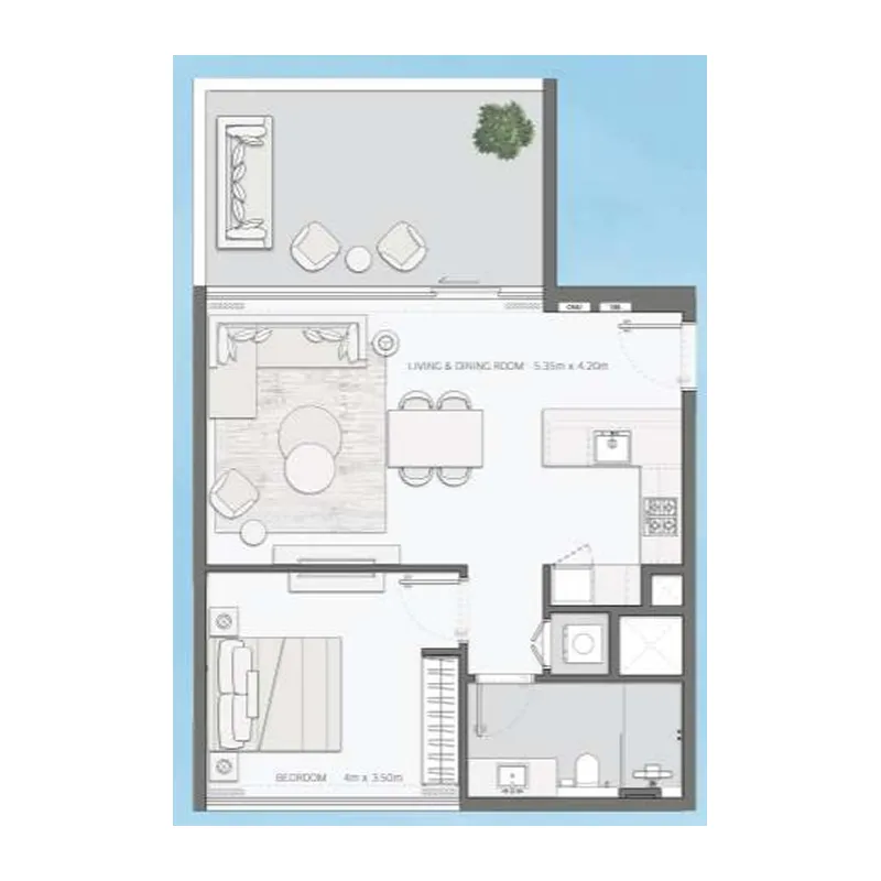 Mansory Residences by Amaal 1 bed floor plan, 755 sqft