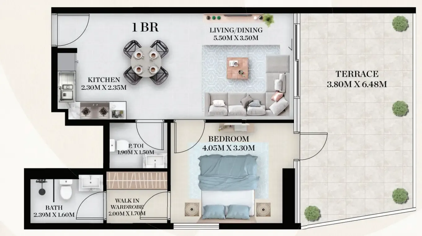 Chapter 01 by Newbury 1 bed floor plan, 884 sqft