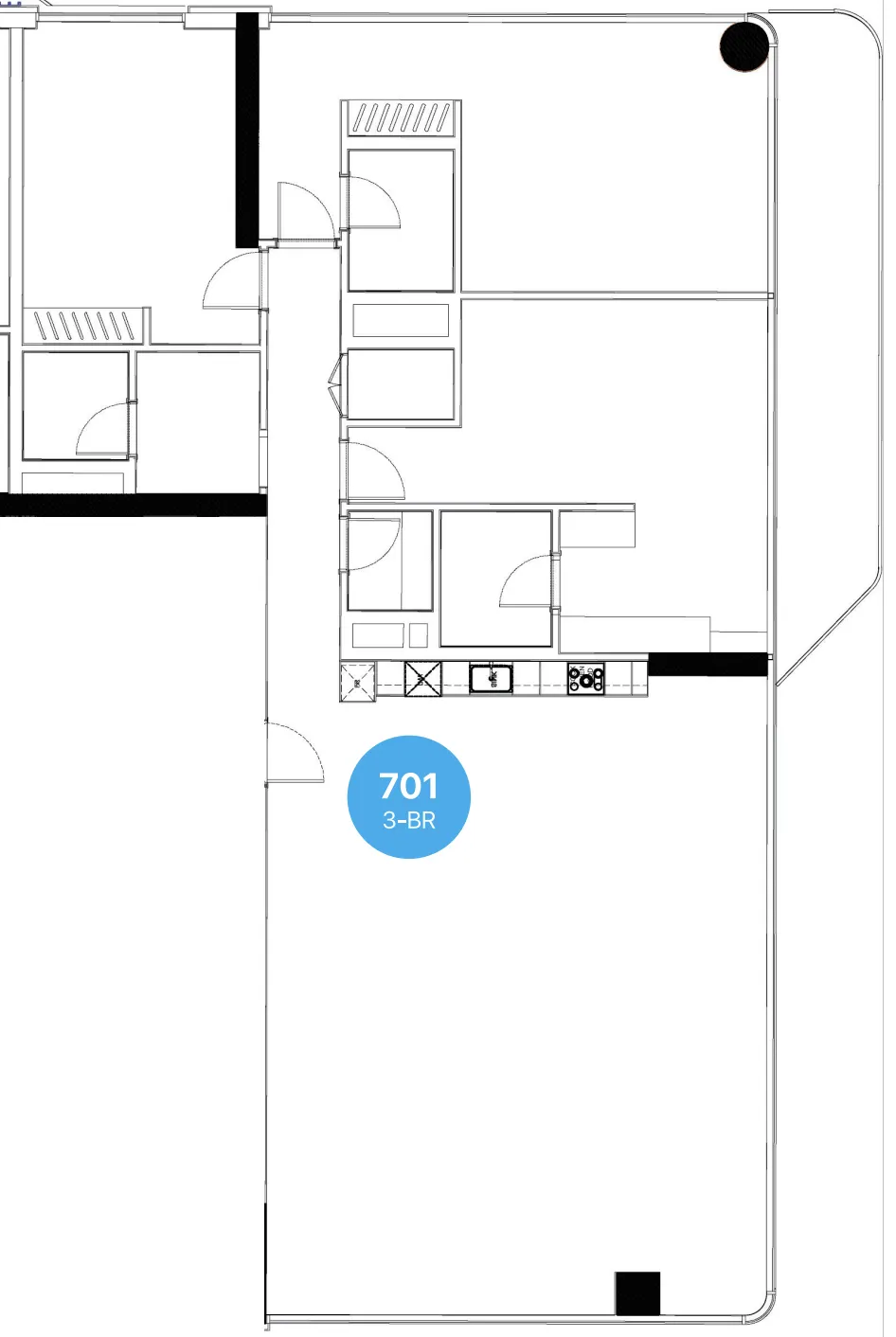 Edgewater Residences 1, 2 and 3 3 bed floor plan, 2,559 sqft