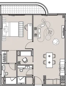 Beach Walk 4 1 bed floor plan, 853 sqft