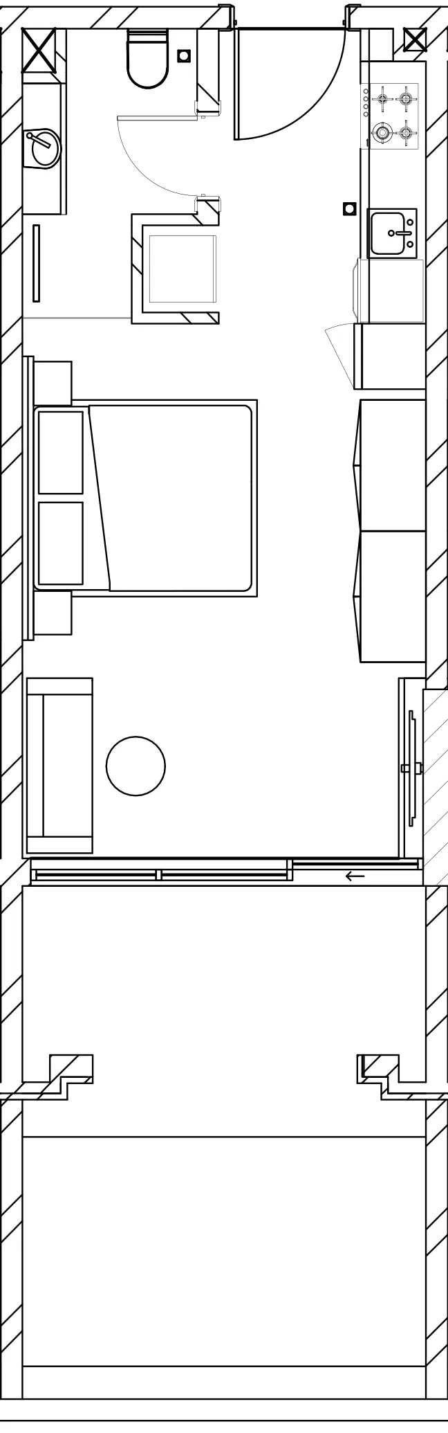 Berkeley Square Studio floor plan, 531 sqft