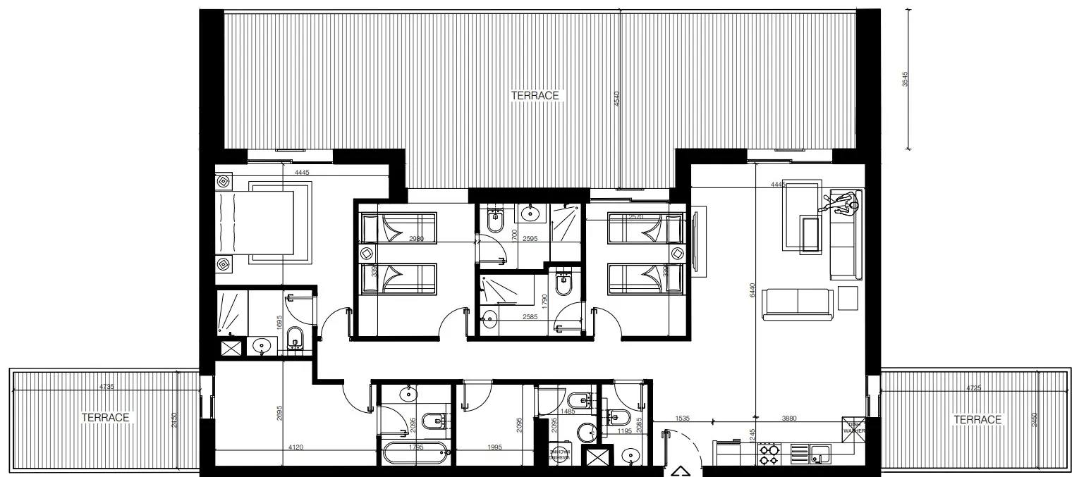 Al Raha Lofts 1 4 bed floor plan, 2,229 sqft