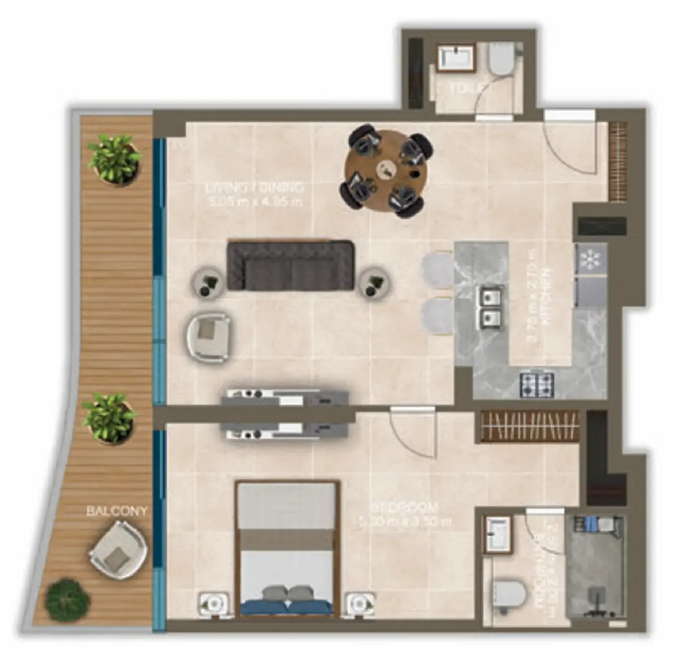 Nova Tower 1 bed floor plan, 959 – 985 sqft