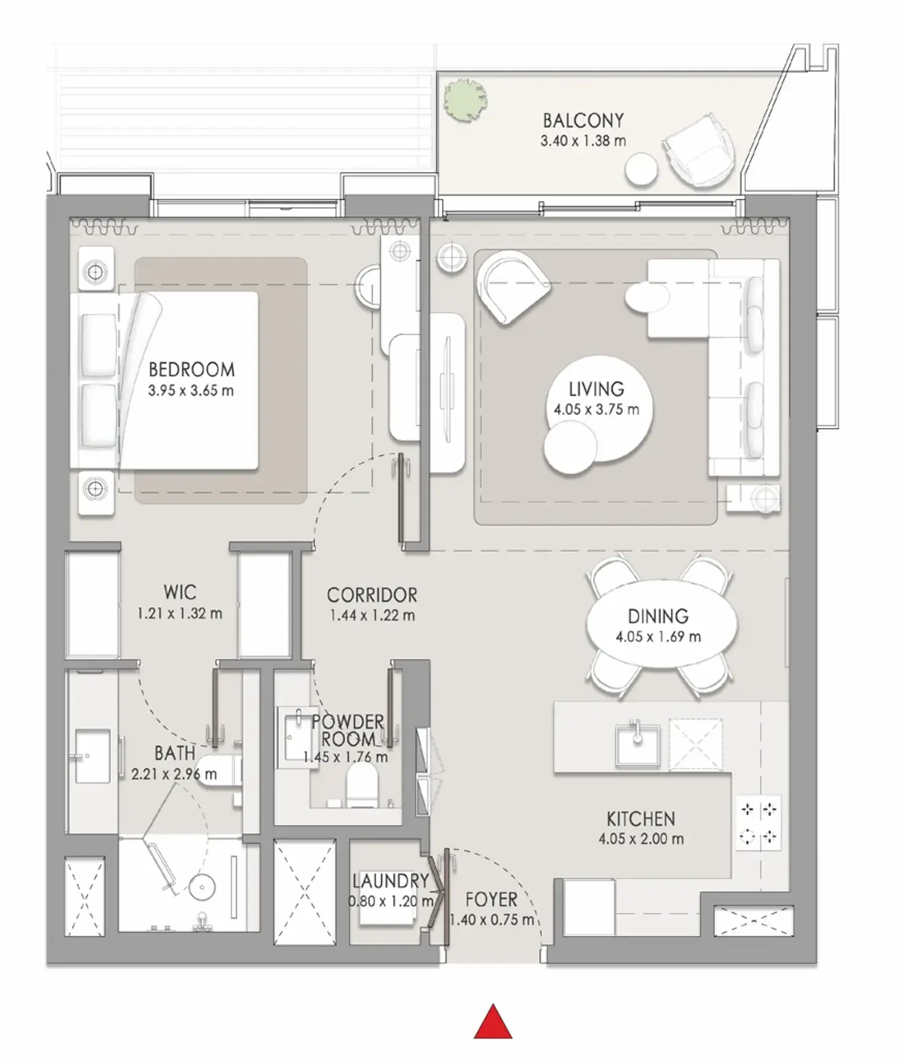 City Walk Crestlane 1 bed floor plan, 796 – 840 sqft