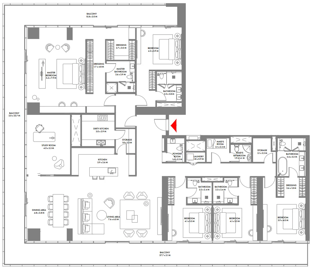 W The Residences by Arada 5 bed floor plan, 5,113 sqft