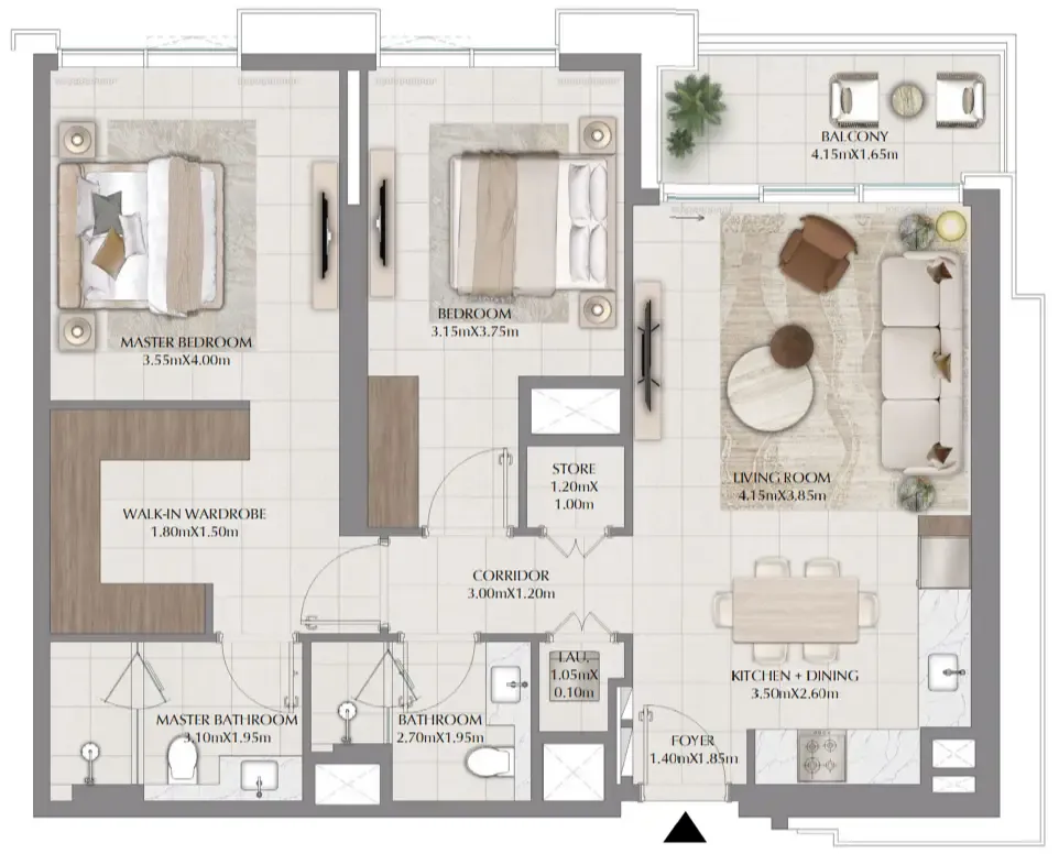 Terra Woods 2 bed floor plan, 1,119 sqft