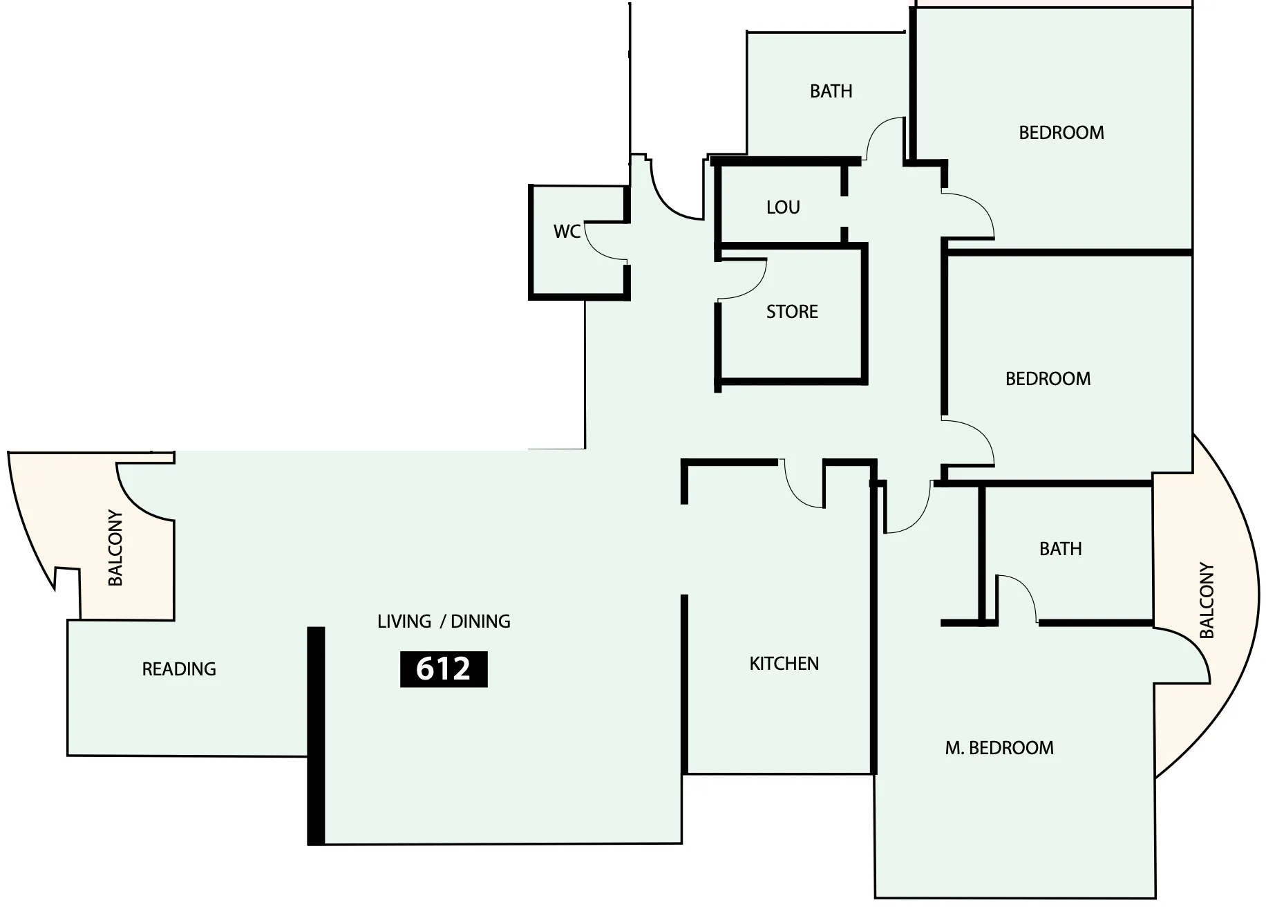 Paradise View 1 3 bed floor plan, 1,848 sqft