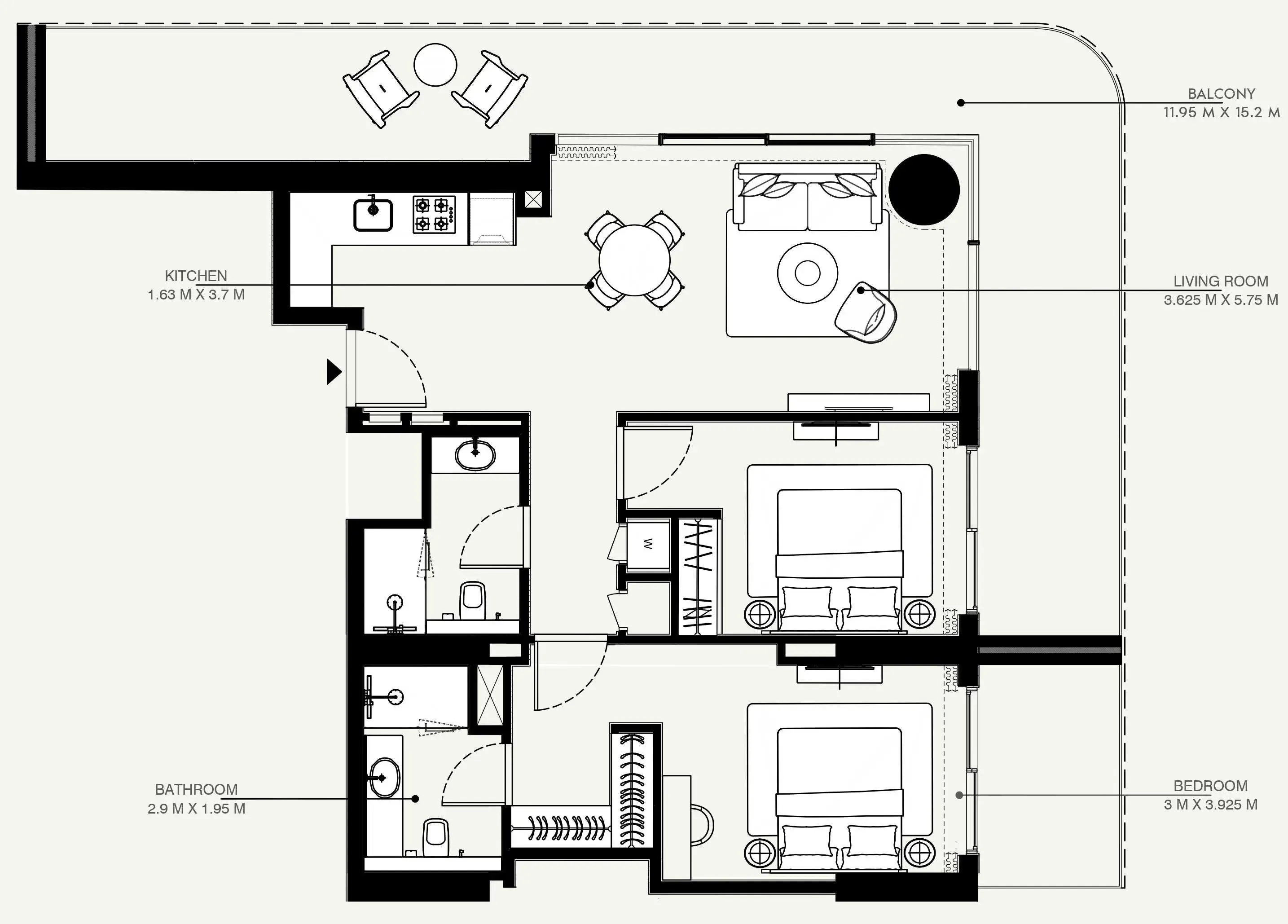 Azizi Venice 2 bed floor plan, 1,594 sqft