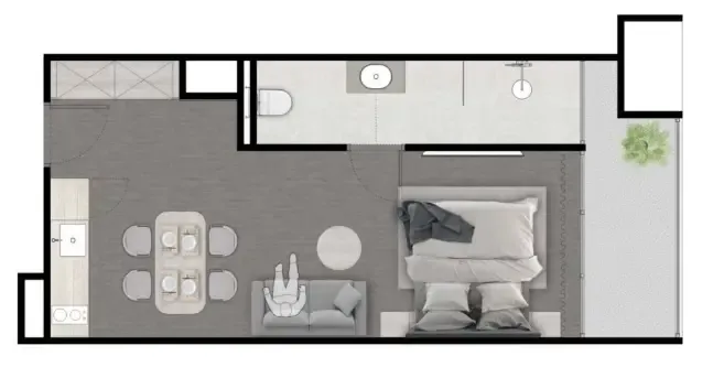 Next Point Condominium Studio floor plan, 484 sqft