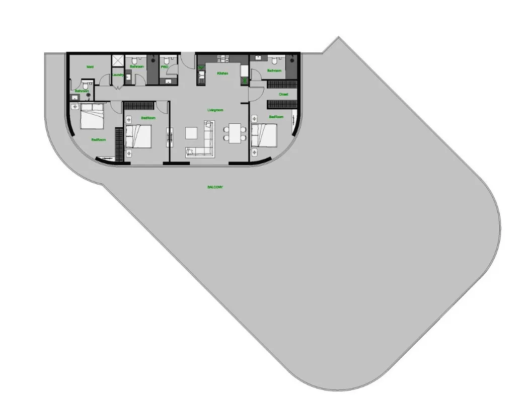 The Central Downtown 3 bed floor plan, 6,280 sqft
