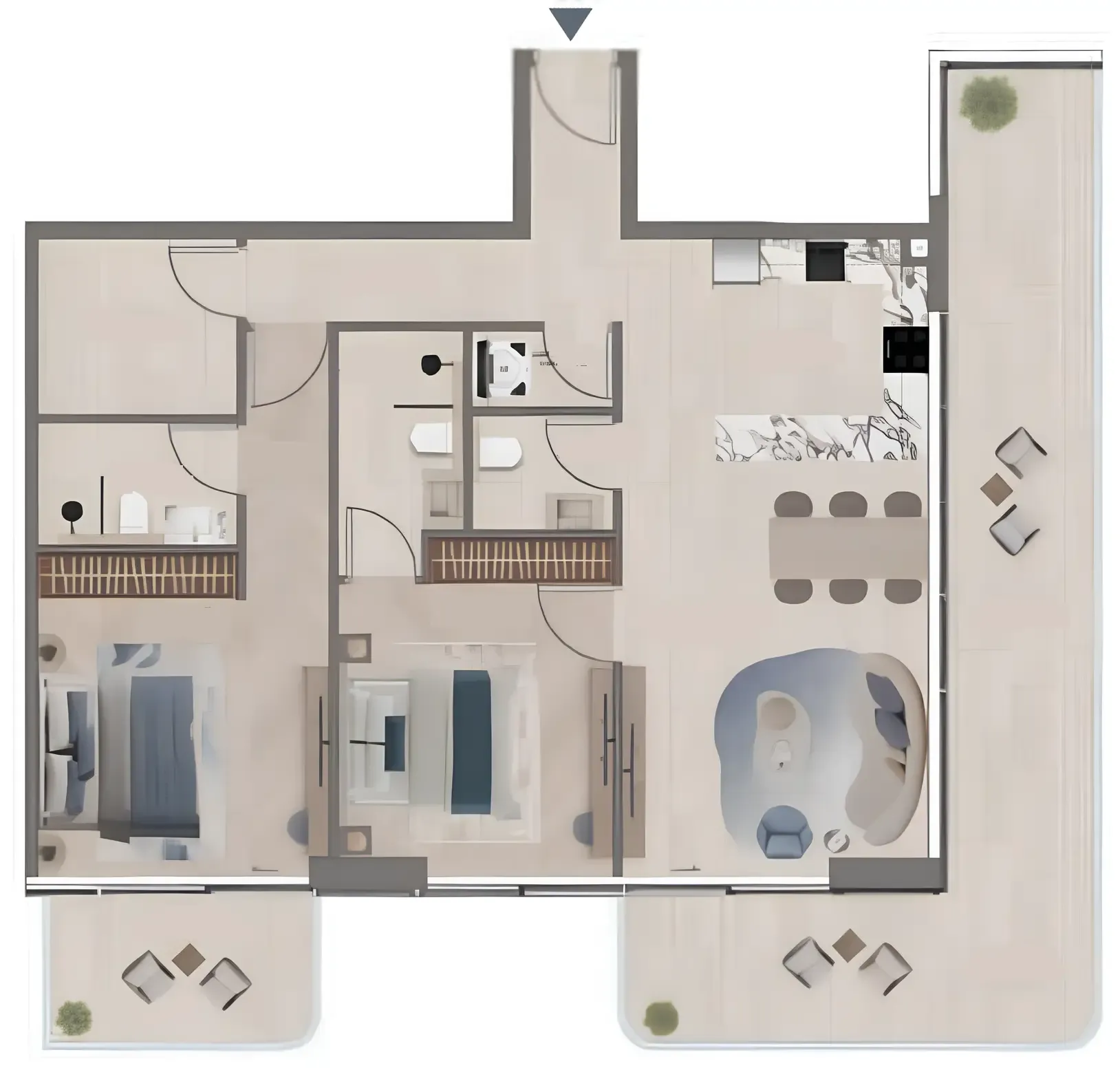 Meriden Beach Residences 2 bed floor plan, 1,570 sqft