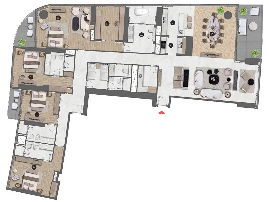 Sobha Seahaven 4 bed floor plan, 5,310 sqft