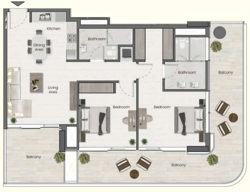 Saddlewood Park 2 bed floor plan, 1,318 sqft
