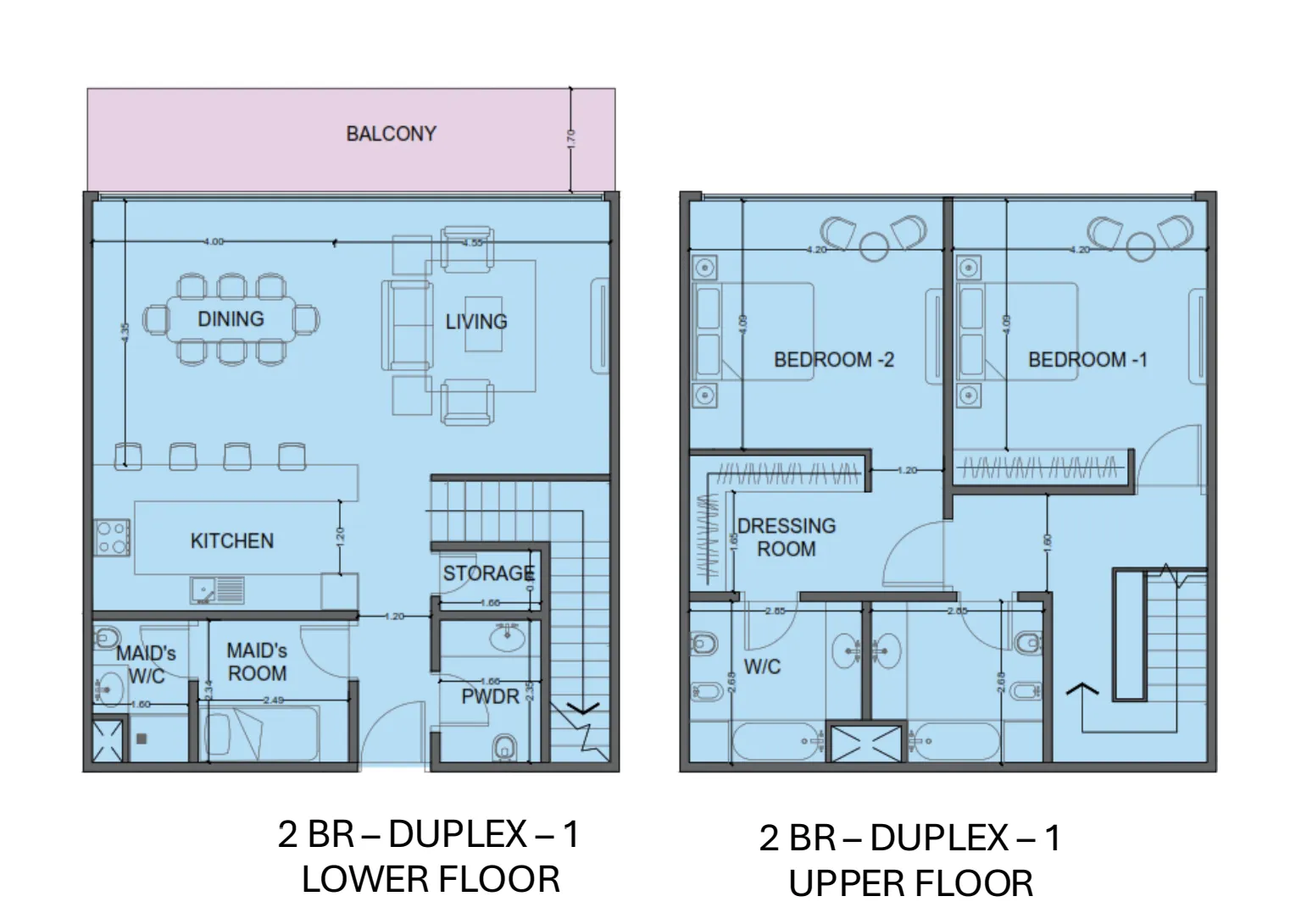 One Residence Al Reem Island 2 bed floor plan, 1,919 sqft