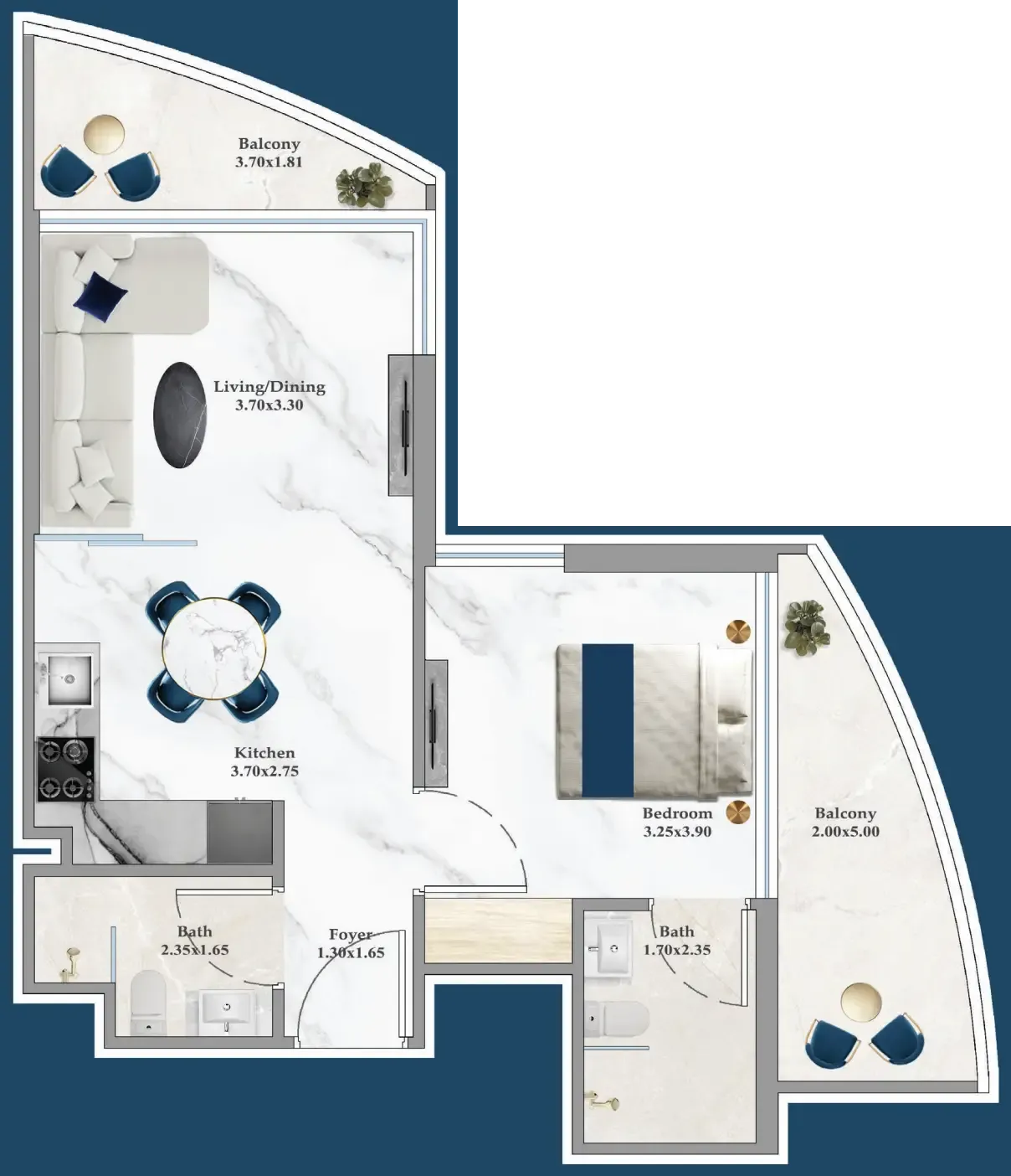 Serenz Studio floor plan, 596 sqft