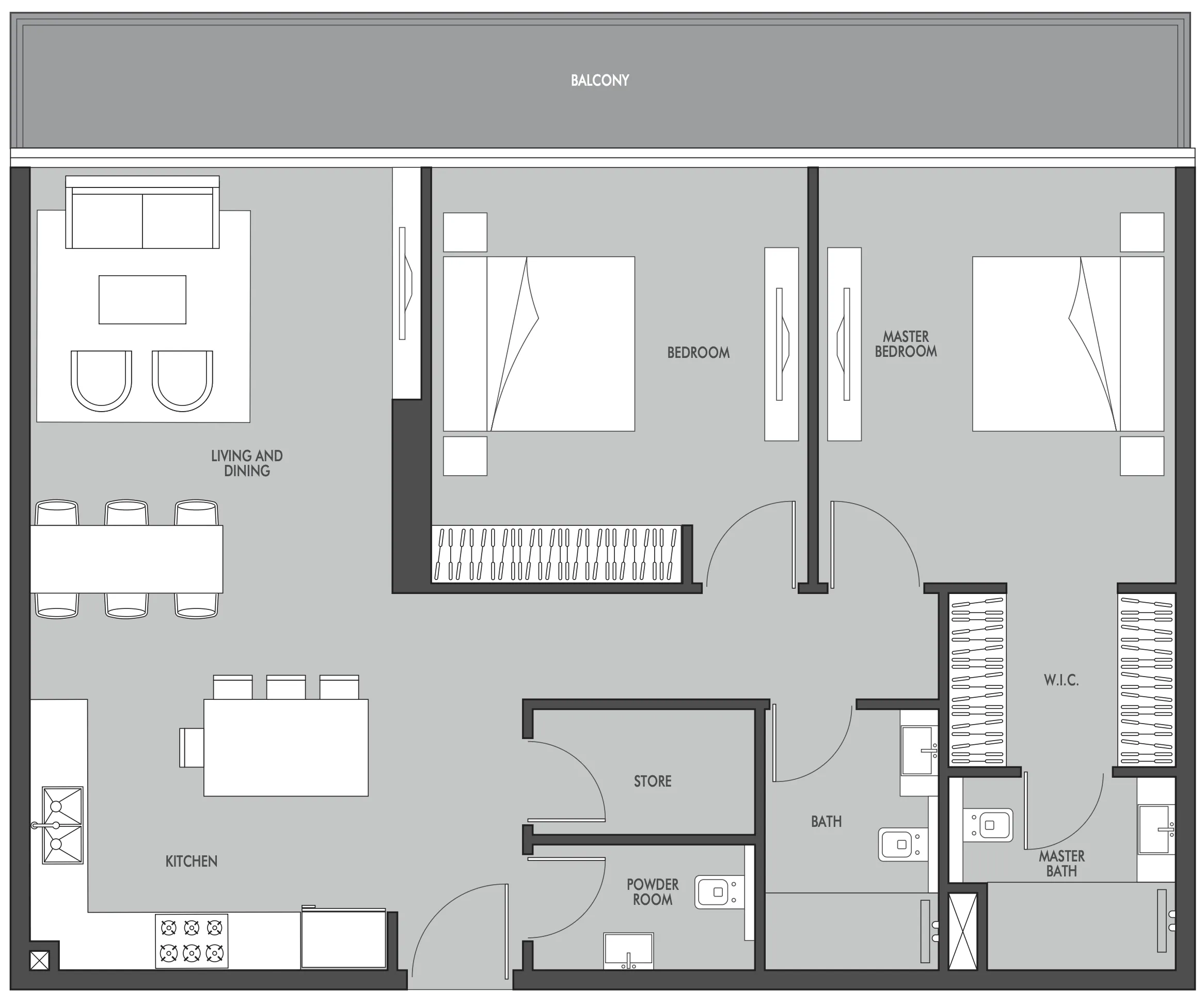 Golf Place 2 bed floor plan, 1,294 – 1,297 sqft