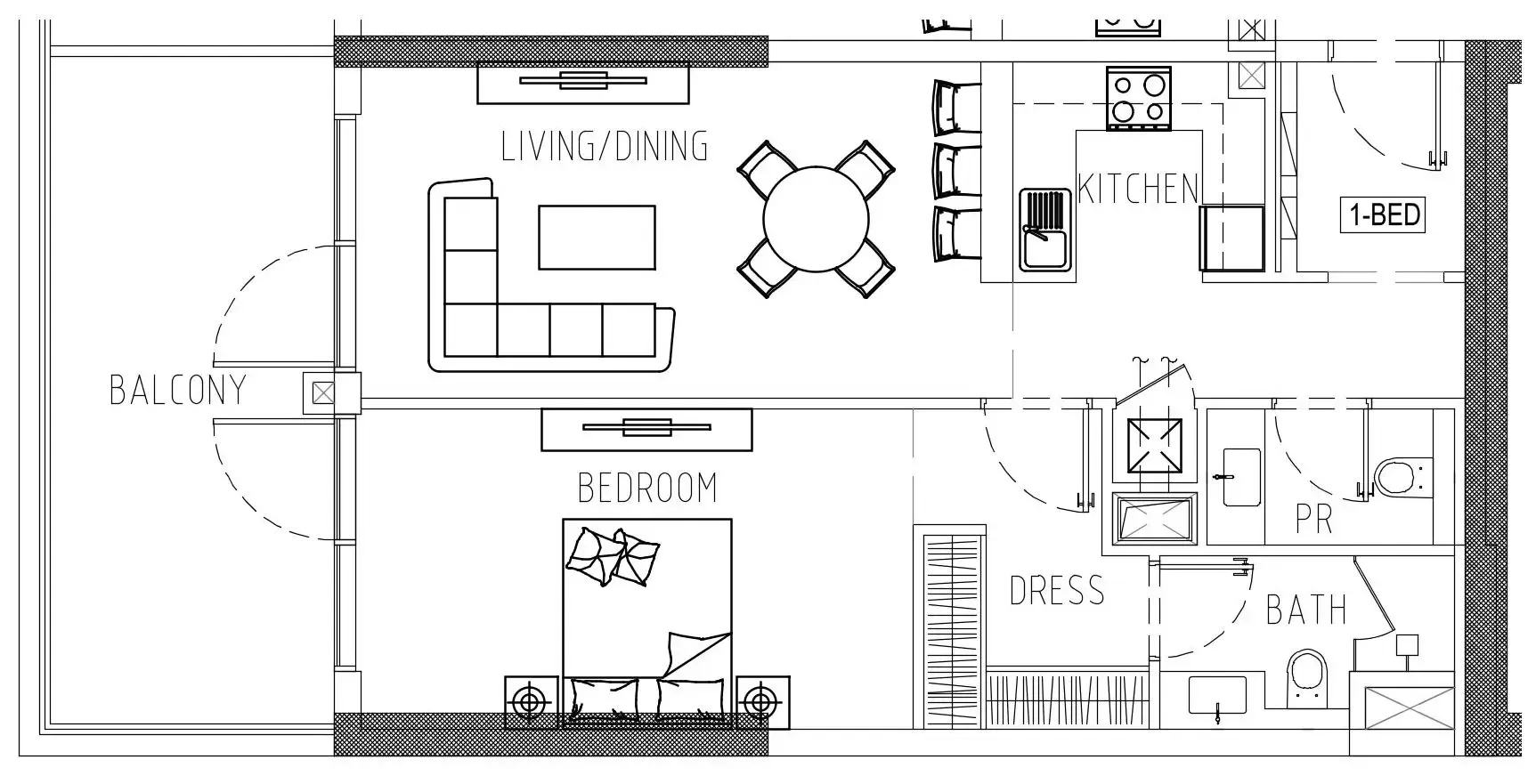 Damac Riverside Views 1 bed floor plan, 946 sqft
