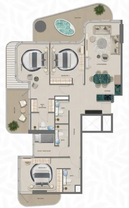Treppan Serenique Residences 3 bed floor plan, 1,807 sqft