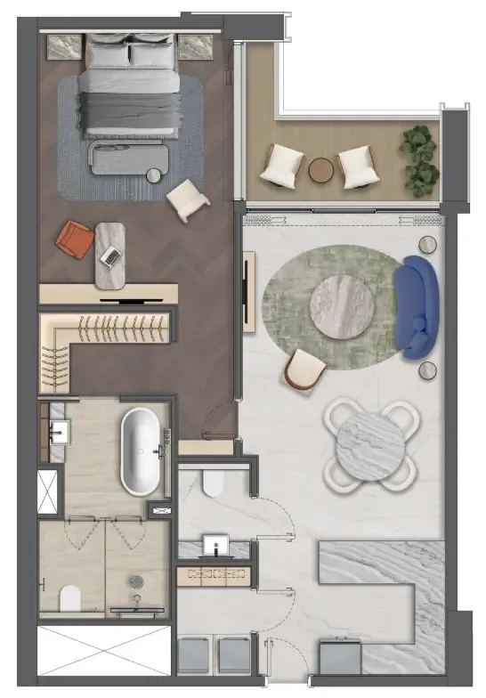 Mas Barsha Residency 1 bed floor plan, 1,079 sqft