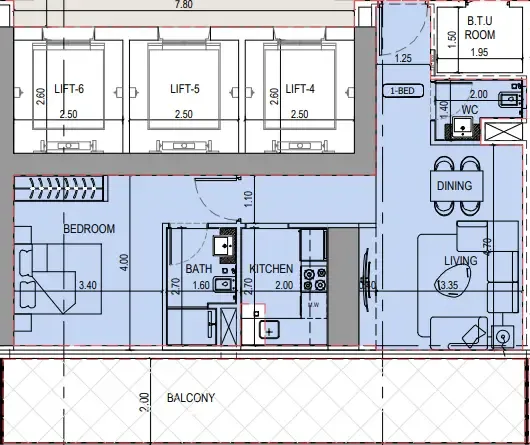 Binghatti Sky Terraces 1 bed floor plan, 525 – 934 sqft