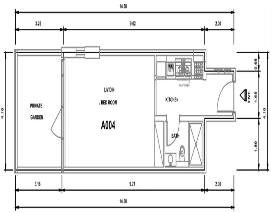Parkwood Residences Studio floor plan, 604 sqft