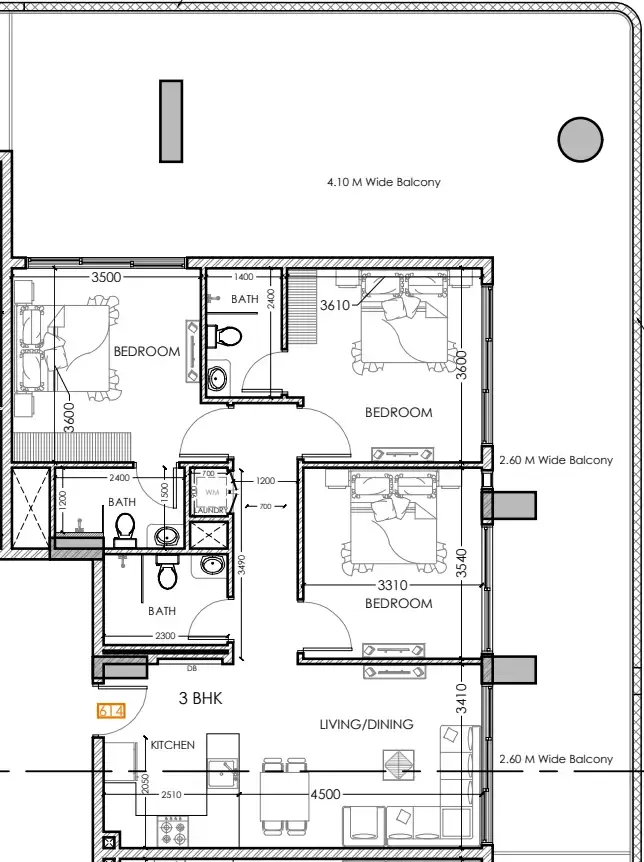 Al Haseen Residences 5 3 bed floor plan, 1,819 sqft