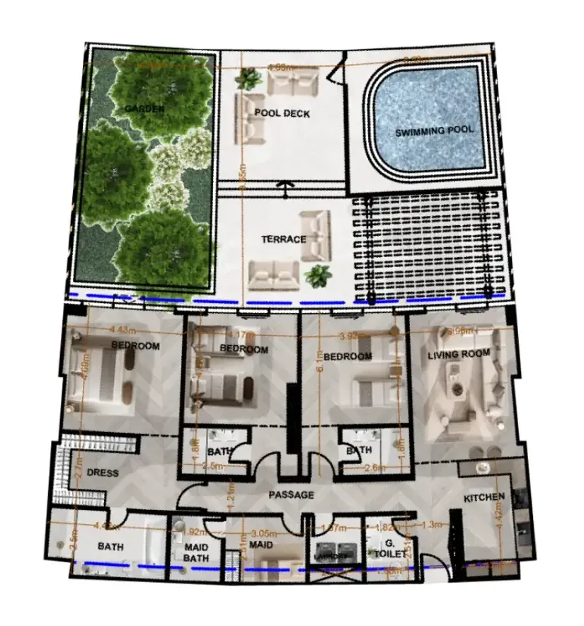 Radiant Terrace 3 bed floor plan, 3,628 sqft