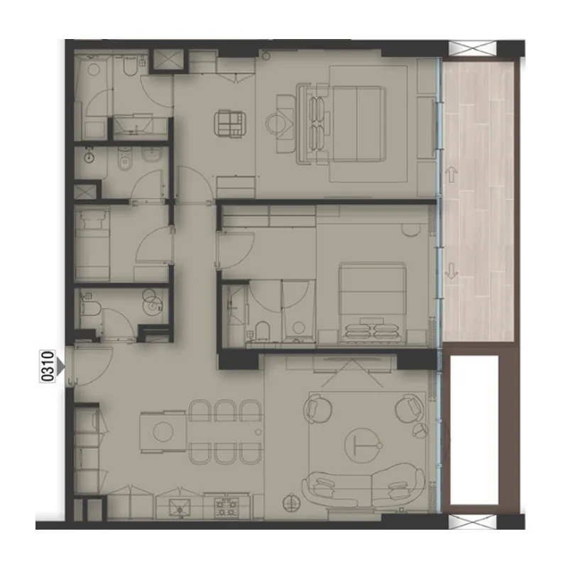 Sea Cliff by Imtiaz 2 bed floor plan, 1,403 sqft