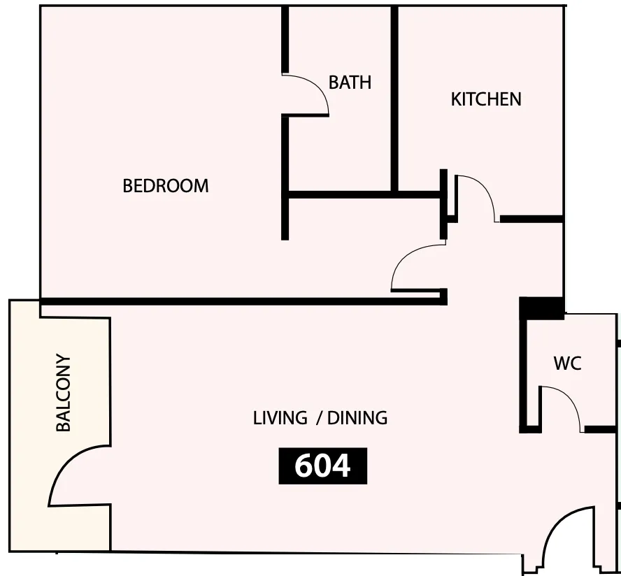 Paradise View 1 1 bed floor plan, 815 sqft