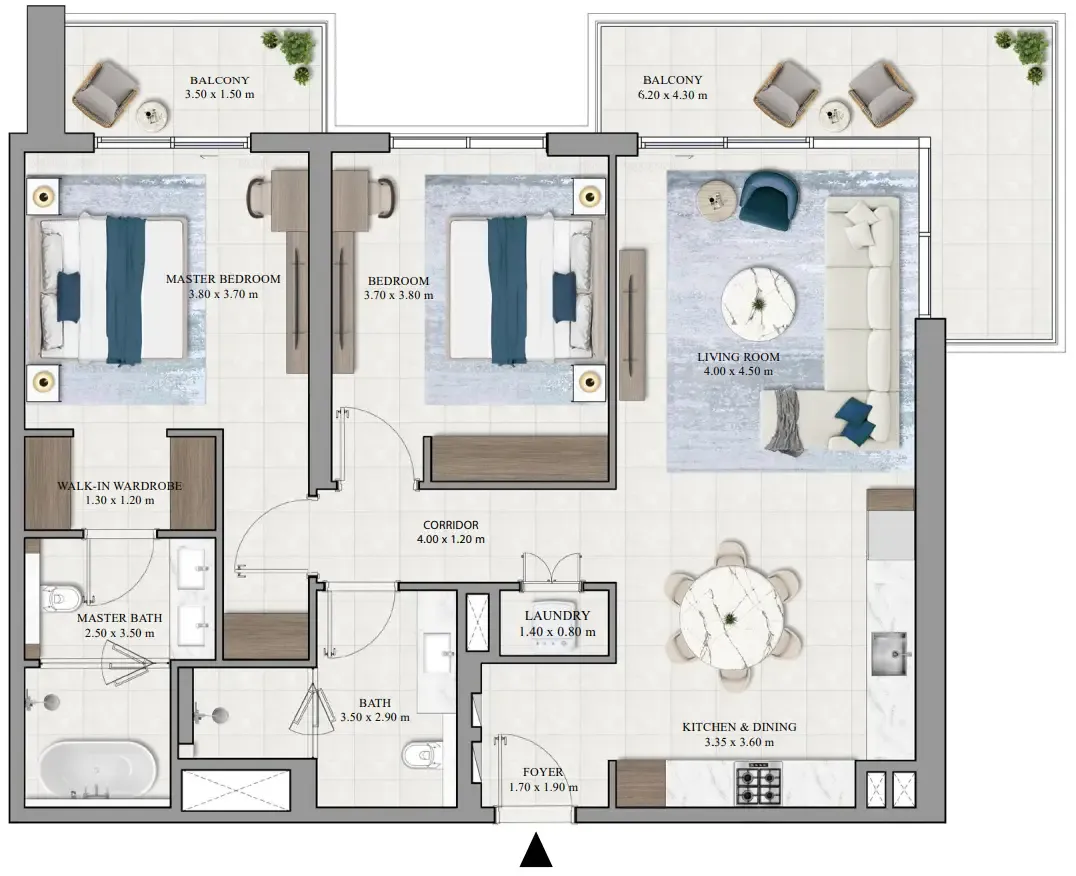 Grove Ridge 2 bed floor plan, 1,381 sqft