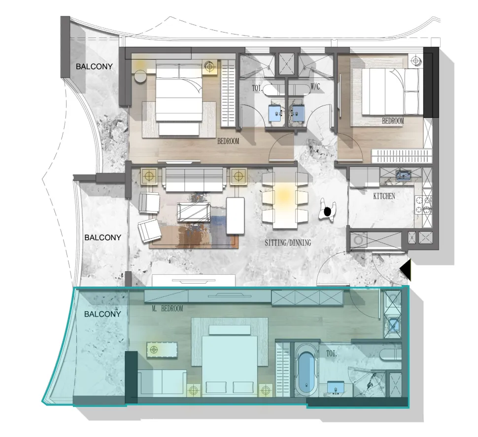 Stamn Nautis Residences 3 bed floor plan, 1,385 sqft