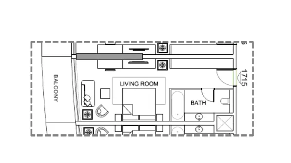 Damac Hills - Radisson Dubai Studio floor plan, 490 sqft