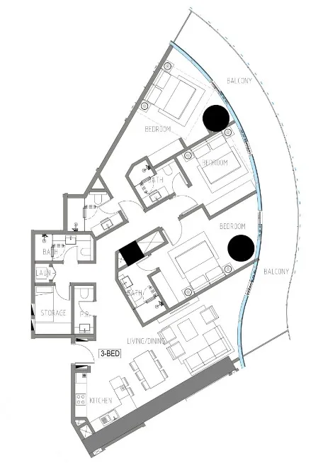 Damac Casa 3 bed floor plan, 2,062 sqft